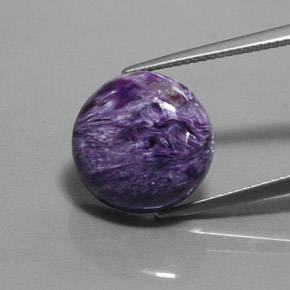 Charoíta Violeta natural de 8.60 ct, Corte Redondo, Opaco