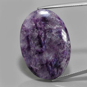 Charoíta Violeta oscuro medio natural de 29.43 ct, Corte Óvalo, Opaco