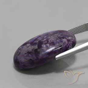 Charoíta Violeta oscuro natural de 28.58 ct, Ovalada, Opaco
