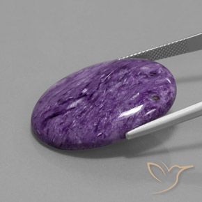Charoíta Violeta oscuro natural de 29.06 ct, Ovalada, Opaco