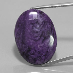 Charoíta violeta natural de 28,06 ct, corte óvalo, opaco