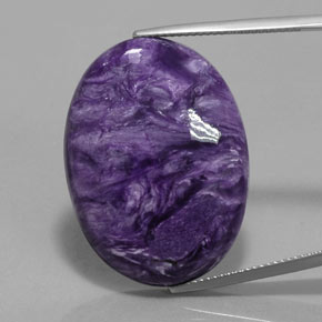 Charoíta violeta natural de 28,09 ct, corte óvalo, opaco