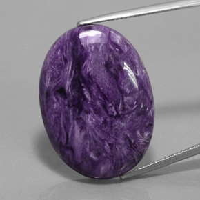 Charoíta violeta natural de 27,90 ct, corte óvalo, opaco