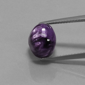 Charoíta violeta natural de 4,62 ct, corte óvalo, opaco