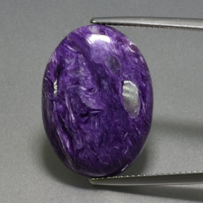 Charoíta violeta natural de 15,03 ct, corte óvalo, opaco