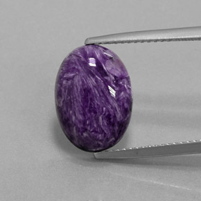 Charoíta violeta natural de 5,50 ct, corte óvalo, opaco