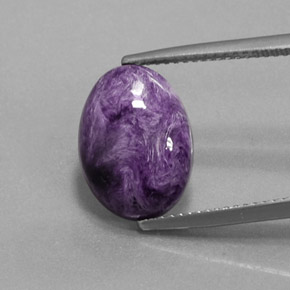 Charoíta violeta natural de 5,36 ct, corte óvalo, opaco