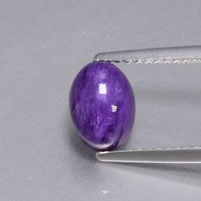 Charoíta violeta natural de 1,96 ct, corte óvalo, opaco