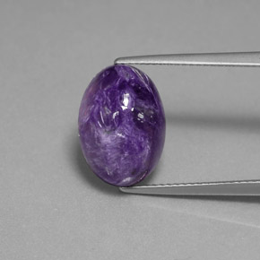 Charoíta Violeta natural de 6.56 ct, Corte Óvalo, Opaco