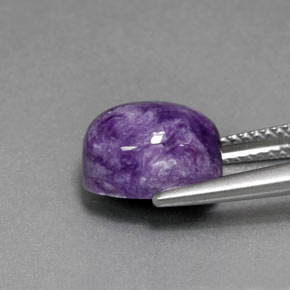 Charoíta violeta natural de 4,43 ct, corte óvalo, opaco