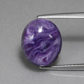 Charoíta Violeta natural de 5.19 ct, Corte Óvalo, Opaco