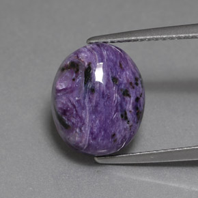 Charoíta Violeta natural de 5.47 ct, Corte Óvalo, Opaco