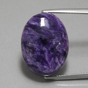 Charoíta violeta natural de 15,67 ct, corte óvalo, opaco