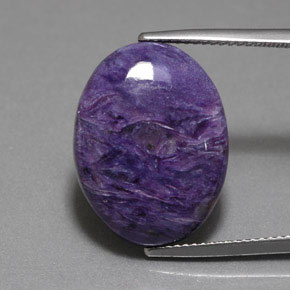 Charoíta violeta natural de 11,80 ct, corte óvalo, opaco