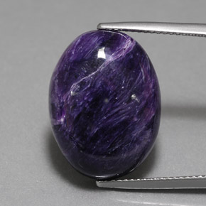 Charoíta violeta natural de 16,07 ct, corte óvalo, opaco
