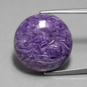 Charoíta Violeta natural de 17.23 ct, Corte Redondo, Opaco