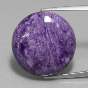 Charoíta violeta natural de 16,37 ct, corte redondo, opaco