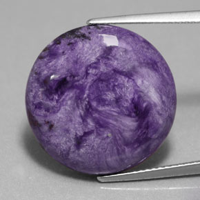Charoíta violeta natural de 14,76 ct, corte redondo, opaco