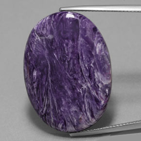 Charoíta violeta natural de 25,13 ct, corte óvalo, opaco