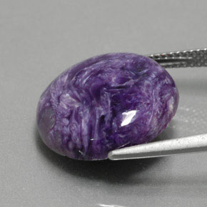 Charoíta Violeta natural de 10.76 ct, Corte Redondo, Opaco