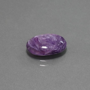 Charoíta violeta natural de 2,89 ct, corte óvalo, opaco