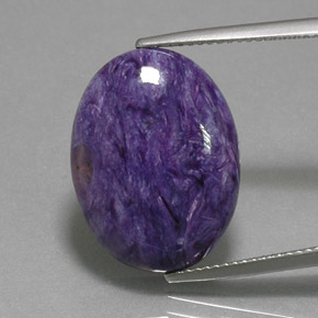 Charoíta violeta natural de 11,49 ct, corte óvalo, opaco