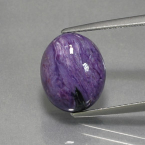 Charoíta Violeta natural de 5.18 ct, Corte Óvalo, Opaco
