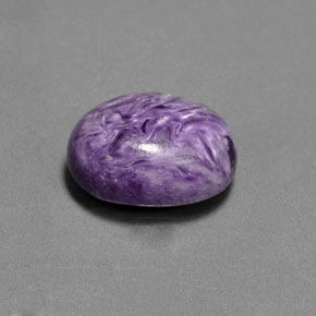 Charoíta violeta natural de 3,74 ct, corte óvalo, opaco