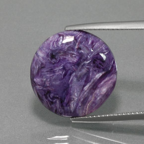 Charoíta violeta natural de 8,60 ct, corte redondo, opaco