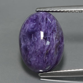 Charoíta Violeta natural de 6.72 ct, Corte Óvalo, Opaco
