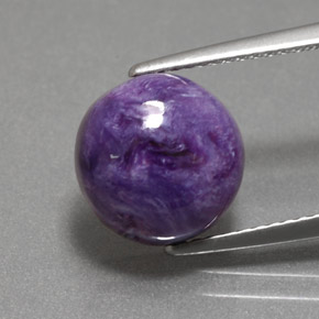 Charoíta Violeta natural de 4.18 ct, Corte Redondo, Opaco