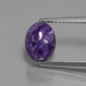 Charoíta violeta natural de 2,05 ct, corte óvalo, opaco