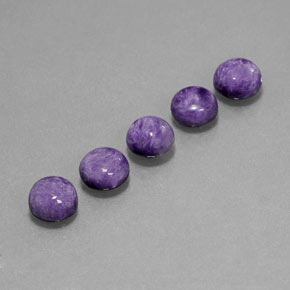 Gemas de charoíta violeta natural de  ct, corte redondo, opaco