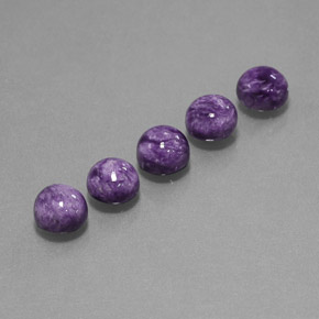 Gemas de charoíta violeta natural de  ct, corte redondo, opaco
