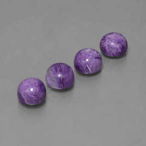 Gemas de charoíta violeta natural de  ct, corte redondo, opaco