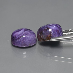 Gemas de Charoíta Violeta natural de  ct, Corte Óvalo, Opaco