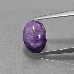 Charoíta violeta natural de 1,54 ct, corte óvalo, opaco