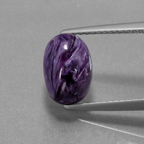 Charoíta Violeta natural de 3.25 ct, Corte Óvalo, Opaco