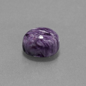 Charoíta violeta natural de 2,82 ct, corte óvalo, opaco