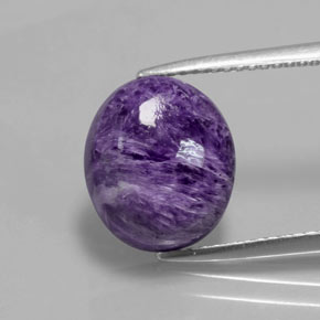 Charoíta Violeta natural de 5.09 ct, Corte Óvalo, Opaco