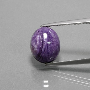 Charoíta Violeta natural de 4.44 ct, Corte Óvalo, Opaco