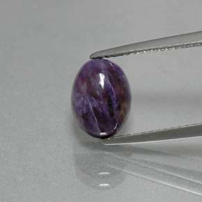 Charoíta violeta natural de 2,11 ct, corte óvalo, opaco
