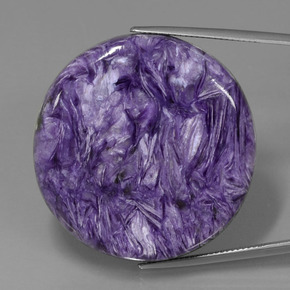 Charoíta Violeta natural de 74.39 ct, Corte Redondo, Opaco