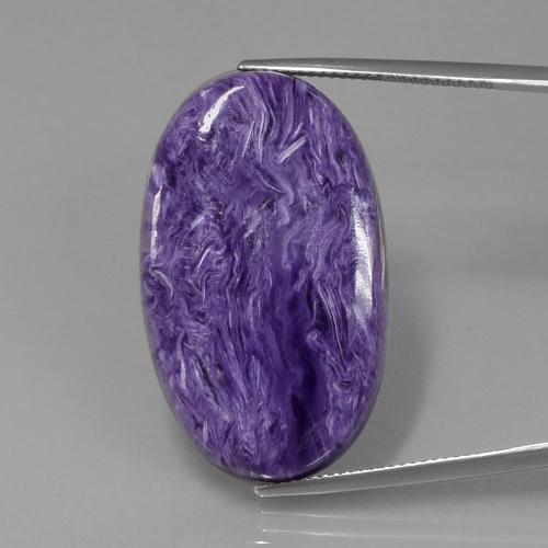 Charoíta Violeta púrpura terciopelo natural de 34.88 ct, Corte Óvalo, Opaco