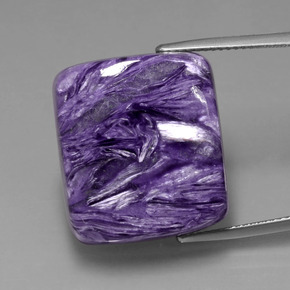 Charoíta violeta natural de 29,63 ct, corte cojín, opaco