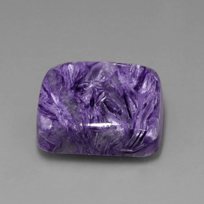 Charoíta violeta natural de 29,63 ct, corte cojín, opaco