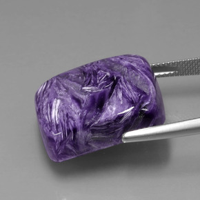 Charoíta violeta natural de 29,63 ct, corte cojín, opaco