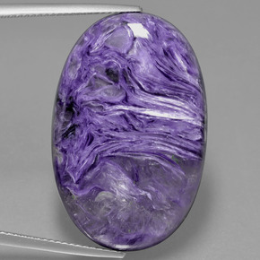 Charoíta violeta natural de 38,15 ct, corte óvalo, opaco