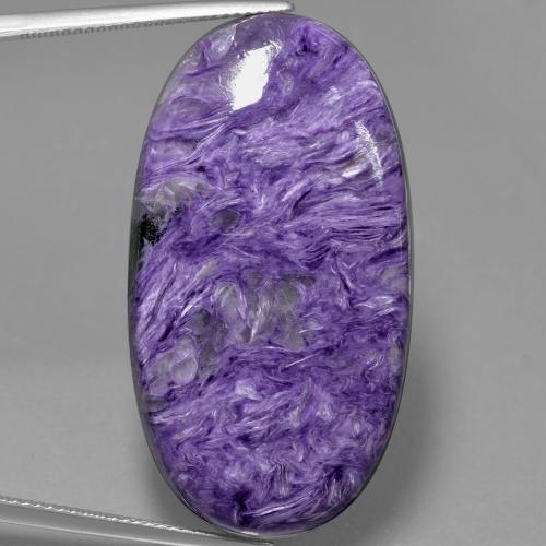 Charoíta violeta natural de 49,22 ct, corte óvalo, opaco