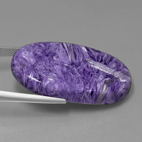 Charoíta violeta natural de 53,84 ct, corte óvalo, opaco